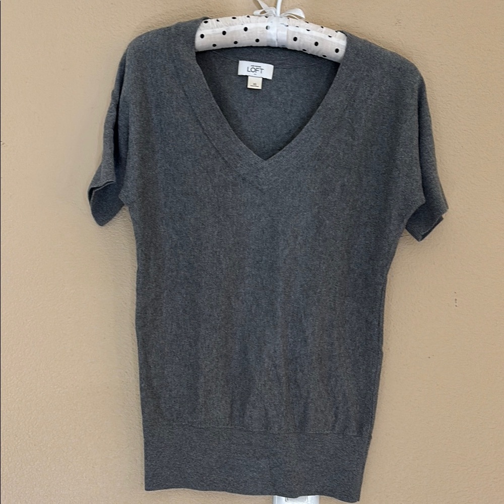 LOFT Charcoal V-Neck Top